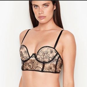Victoria’s Secret Luxe balconette bra bustier 32C with crystals New embroidered